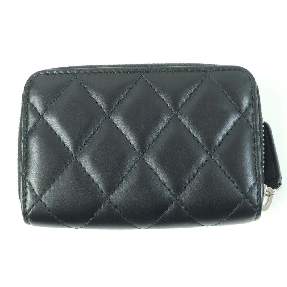 CHANEL Authentic Black Lambskin Leather Logo Wallet - Picture 3 of 10